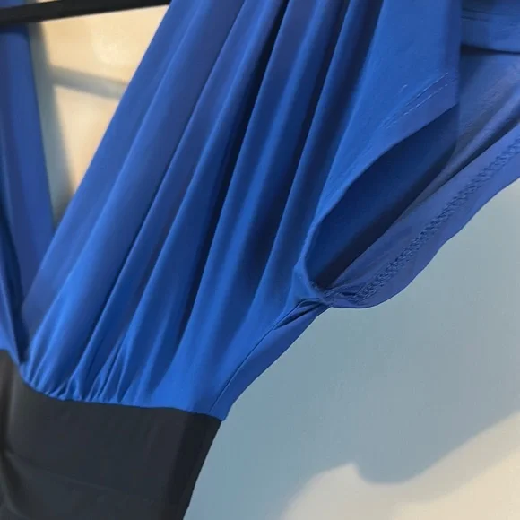 Charlotte Russe Blue and Black Ruched Wrap Mini Dress - Picture 5 of 9